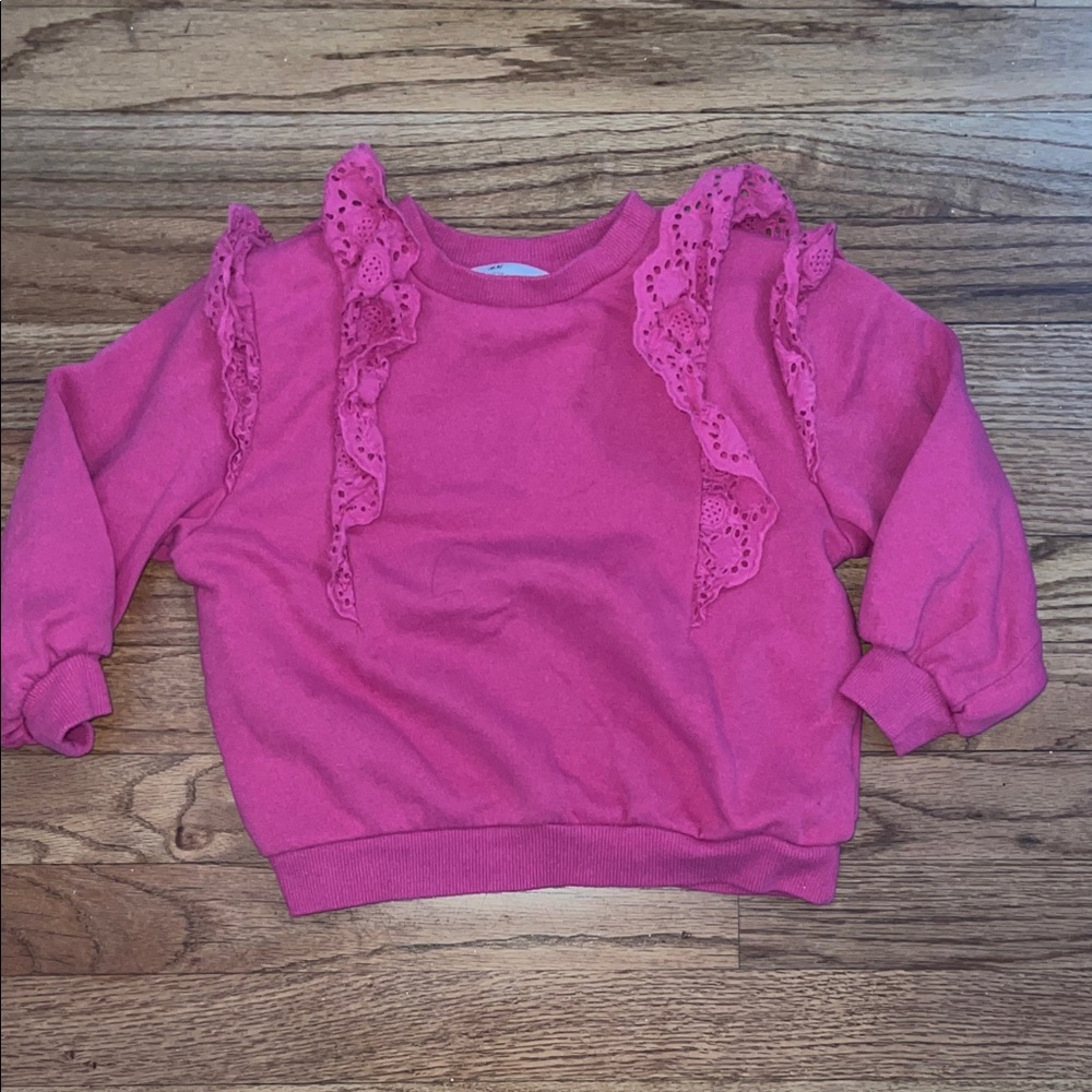 H&M pink ruffle sleeve shirt 3/4